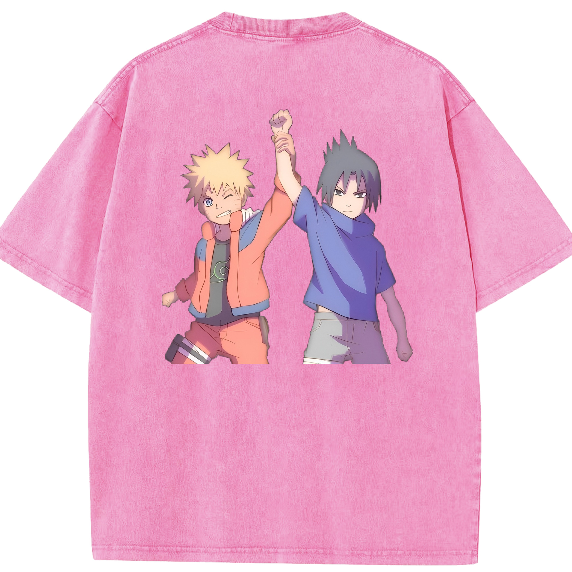 （画像用） NARUTO -ナルト- うちは サスケ Uchiha Sasuke 綿100% ヴィンテージ風 半袖Tシャツ（背面プリント）